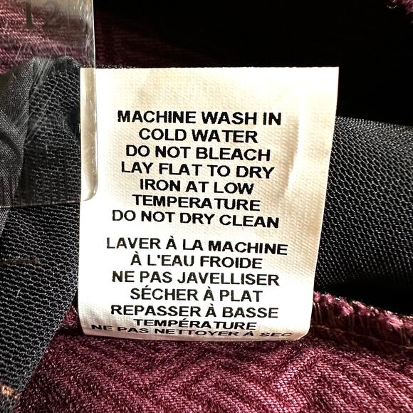 Erica Taylor Plus Size 3X Jacquard Textured Straight Pull On Pants Burgundy - Picture 9 of 9